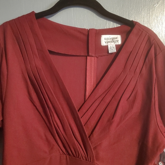 Unique Vintage Burgundy Delores Swing Dress - Picture 4 of 9